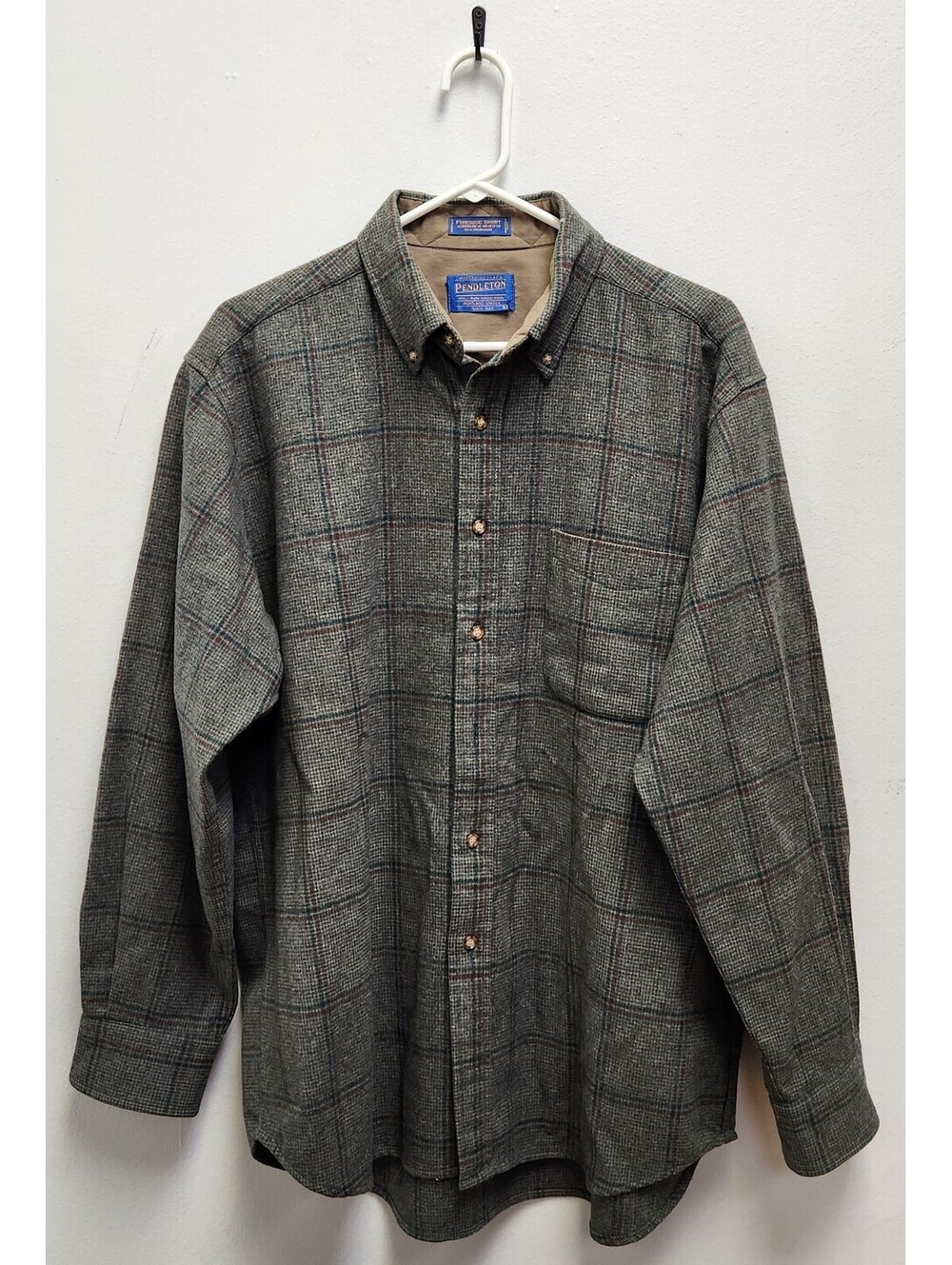 Vintage Pendleton Fireside Shirt Large Washable Virgin Wool Plaid Button Down